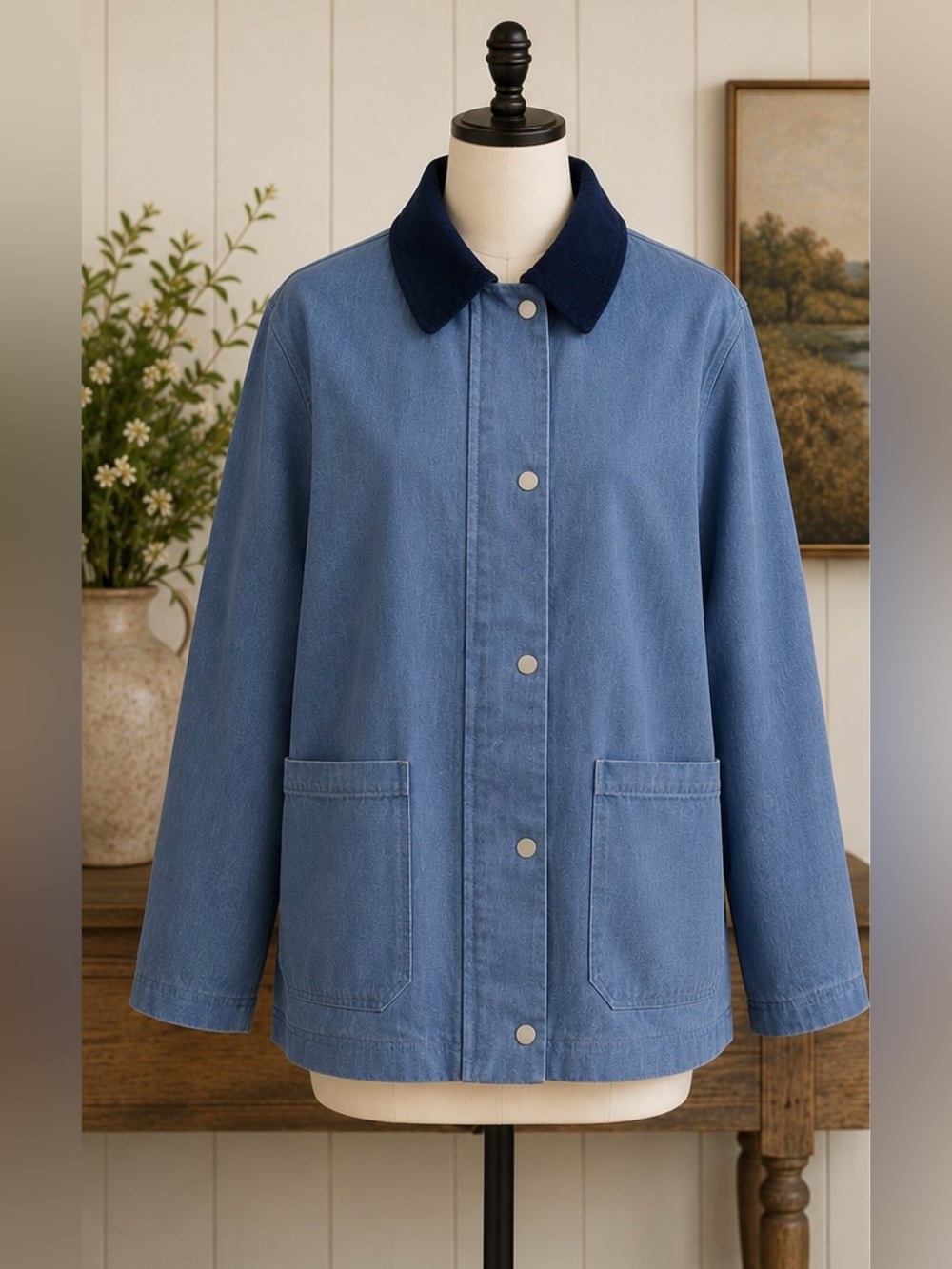 Bagatelle Collection Denim/Corduroy Barn Jacket | Chore Utility Equestrian Ranch - Picture 7 of 16